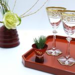 Negoro Tray + Flower Vase "Hourin"